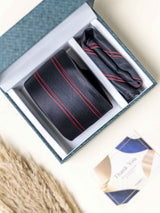 Grey Stripes Necktie Gift - set - TOSSIDO