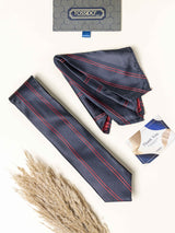 Grey Stripes Necktie Gift - set - TOSSIDO