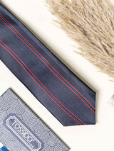 Grey Stripes Necktie Gift - set - TOSSIDO