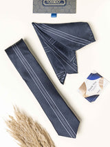 Grey Stripes Necktie Gift - set - TOSSIDO
