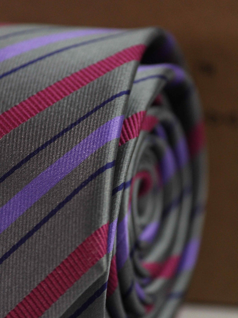 Grey Stripes Skinny Necktie - TOSSIDO