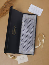 Grey Stripes Teflon Silk Necktie - TOSSIDO