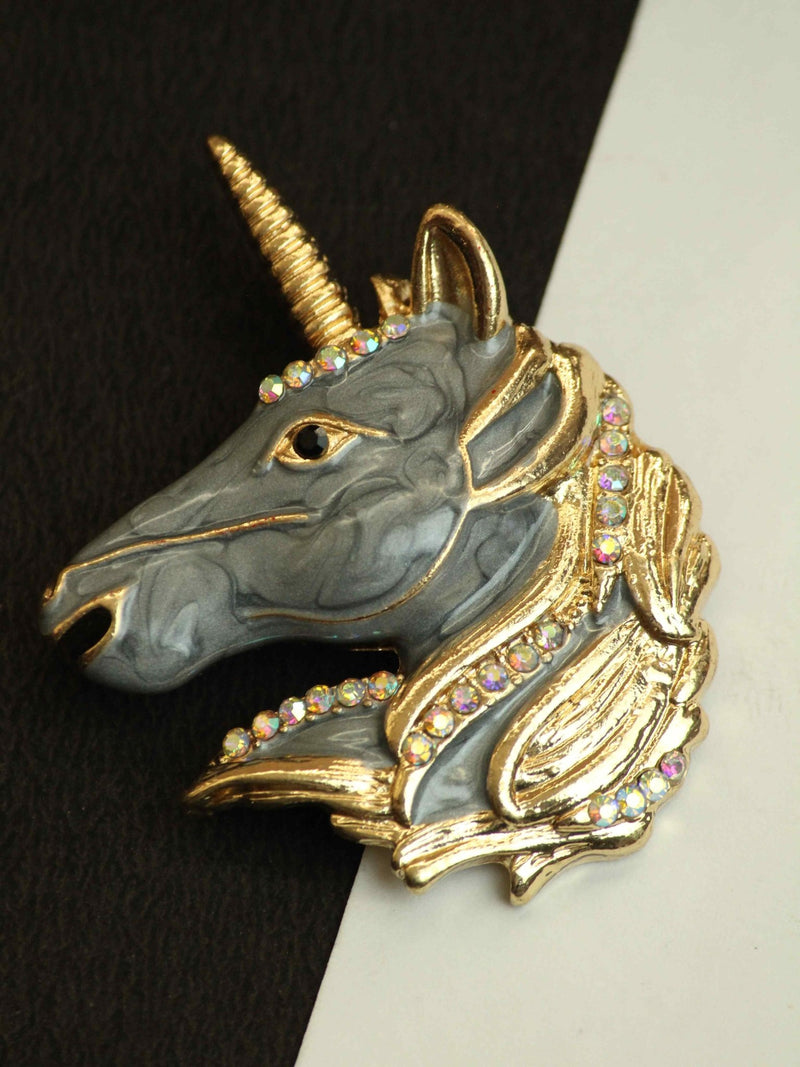 Grey Unicorn Brooch - TOSSIDO
