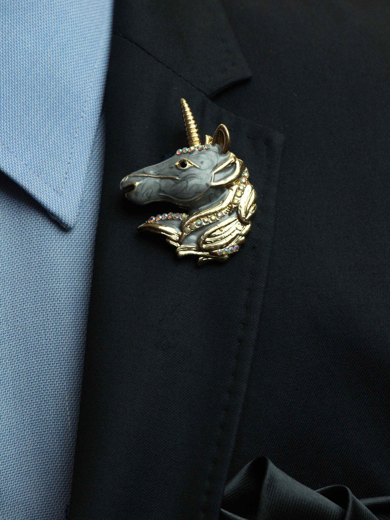 Grey Unicorn Brooch - TOSSIDO