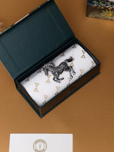 Gunmetal Crystal Running Horse Brooch
