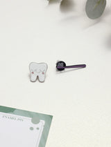 Happy Tooth & Toothbrush Enamel Pin Set of 2 - TOSSIDO