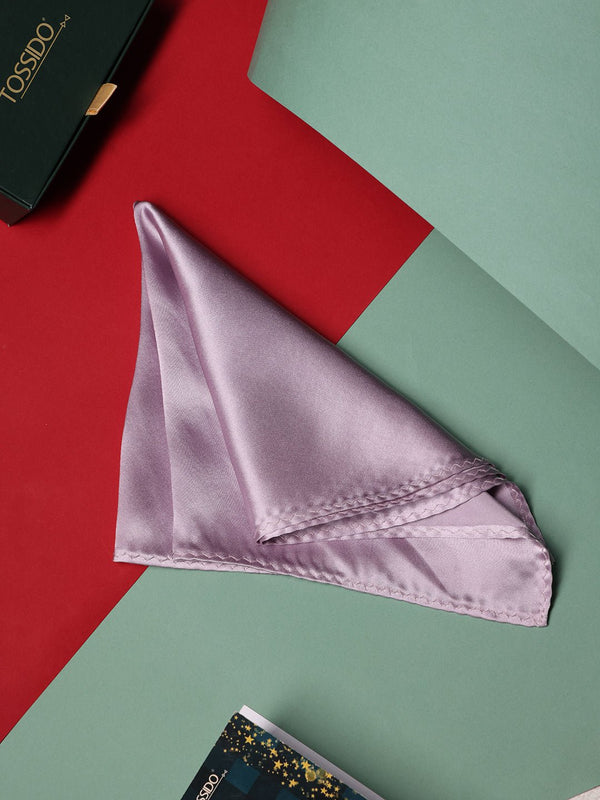 Heather Purple Solid Silk Pocket Square - TOSSIDO