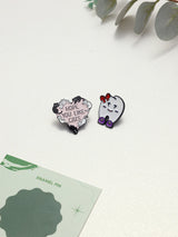 Hope You Like Cats & Bow Tooth Enamel Pin Set of 2 - TOSSIDO