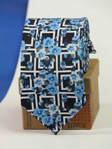 Indigo Floral Printed Necktie - TOSSIDO