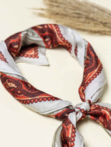 Ivory Paisley Printed Satin Neckerchief - TOSSIDO