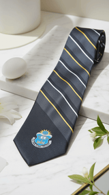 JGU Black & Grey Stripe Woven Necktie - TOSSIDO