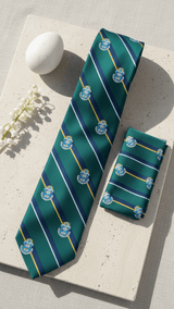 JGU Emerald Crest Stripe Necktie & Pocket Square Set - TOSSIDO