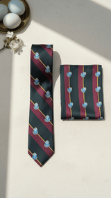JGU Prestige Black - Maroon Woven Necktie Pocket Square Set - TOSSIDO