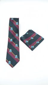 JGU Prestige Black - Maroon Woven Necktie Pocket Square Set - TOSSIDO