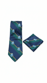 JGU Prestige Blue - Green Woven Necktie Pocket Square Set - TOSSIDO