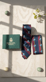 JGU Prestige Blue - Maroon Woven Necktie Pocket Square Set - TOSSIDO