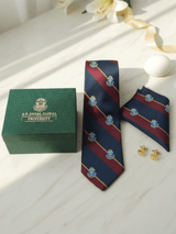 JGU Prestige Blue-Maroon Woven Necktie Pocket Square Set - TOSSIDO