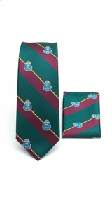 JGU Prestige Green - Maroon Woven Necktie Pocket Square Set - TOSSIDO