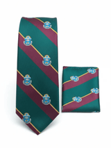 JGU Prestige Green-Maroon Woven Necktie Pocket Square Set - TOSSIDO