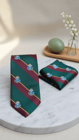 JGU Prestige Green - Maroon Woven Necktie Pocket Square Set - TOSSIDO
