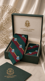 JGU Prestige Green - Maroon Woven Necktie Pocket Square Set - TOSSIDO