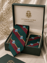 JGU Prestige Green-Maroon Woven Necktie Pocket Square Set - TOSSIDO