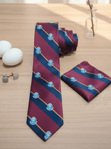 JGU Prestige Maroon- Blue Woven Necktie Pocket Square Set - TOSSIDO