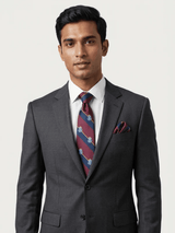 JGU Prestige Maroon- Blue Woven Necktie Pocket Square Set - TOSSIDO