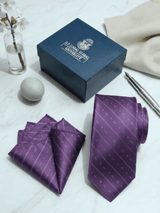 JGU Purple Necktie & Pocket Square Set