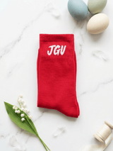 JGU Red Full Length Socks