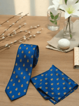 JGU Signature Blue Necktie & Pocket Square Set - TOSSIDO