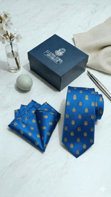 JGU Signature Blue Necktie & Pocket Square Set - TOSSIDO
