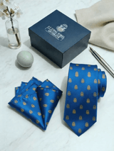 JGU Signature Blue Necktie & Pocket Square Set - TOSSIDO