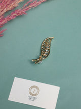 Lavender Crystal Leaf Spray Pearl Brooch