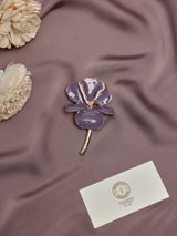 Lavender Enamel Iris Brooch - TOSSIDO