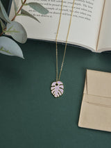 Lavender Monstera Leaf Pendant Necklace