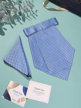Light Blue Geometric Woven Cravat & Pocket Square Set - TOSSIDO