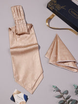 Light Brown Paisley Woven Ascot & Pocket Square - TOSSIDO