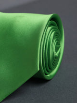 Light Green solid necktie in woven microfiber, flat lay