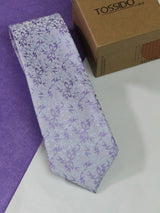 Lilac Floral Woven Microfiber Necktie - TOSSIDO