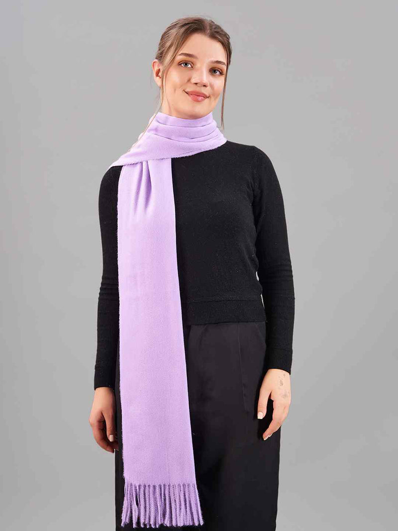 Lilac Solid Woolen Muffler - TOSSIDO