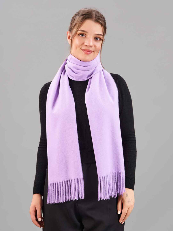 Lilac Solid Woolen Muffler - TOSSIDO