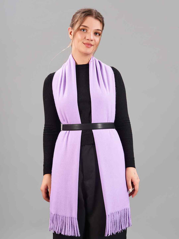 Lilac Solid Woolen Muffler - TOSSIDO
