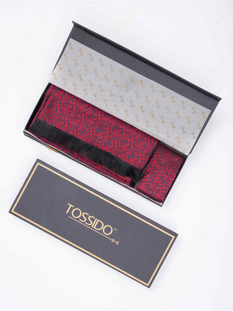 Maroon Abstract Reversible Stole & Pocket Square Set - TOSSIDO