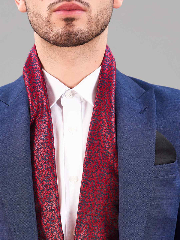 Maroon Abstract Reversible Stole & Pocket Square Set - TOSSIDO