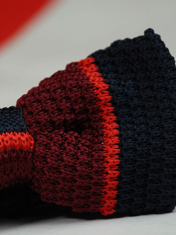 Maroon & Blue Knitted Bow Tie - TOSSIDO