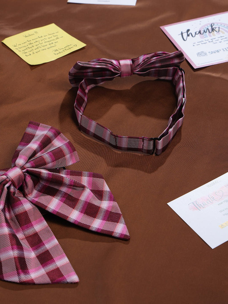 Maroon Check Bowtie Set for Men and Dogs - TOSSIDO