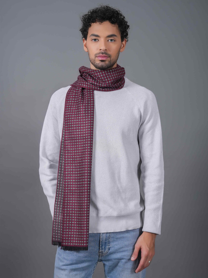 Maroon Check Muffler - TOSSIDO