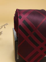 Maroon Check Woven Necktie - TOSSIDO