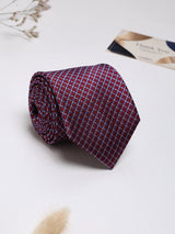 Maroon Check Woven Silk Necktie - TOSSIDO
